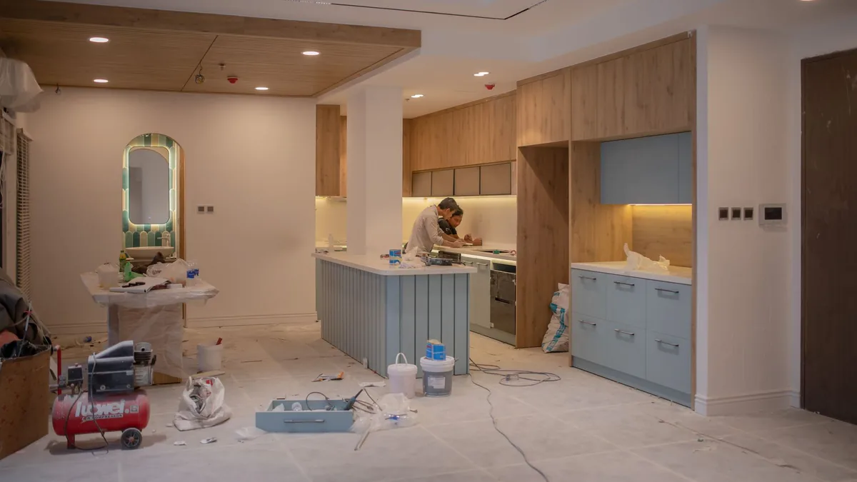 Kitchen gutted for a remodel in Fulshear, TX